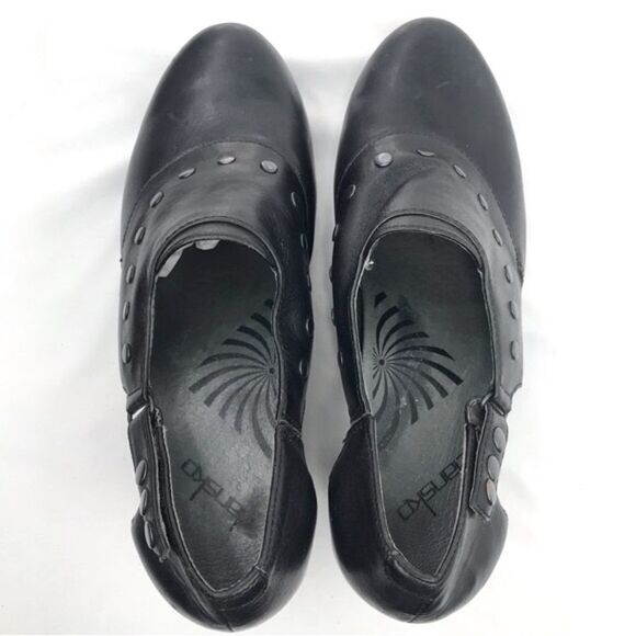 Dansko RYDER Black Leather Studded Heeled Platform Clogs - Picture 10 of 16